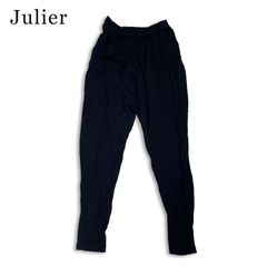 Julier ジュリエ 通年★ レーヨン ドレープ ストレッチ ヨガ サルエル パンツ 日本製 Sz.1 レディース 黒のサムネイル