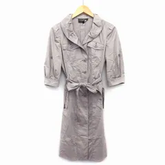 ボディドレッシングデラックス BODY DRESSING Deluxe ビッグカラー コート ロング 無地 シンプル 七分袖 タック ウエストリボン 綿混 38 グレージュ /HT1のサムネイル