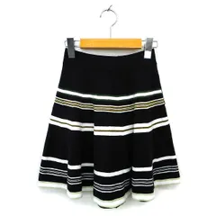 ビーシービージーマックスアズリア BCBGMAXAZRIA ENERATION  スカート フレア ミニ ニット リブ ボーダー コットン混 XS 黒 ブラック /NT14のサムネイル