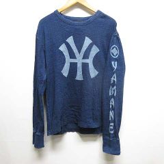 エヴィス EVISU hidehiko yamane 長袖 プリント Tシャツ カットソー 38 インディゴ ロンT ヒデヒコ ヤマネ ☆AA★のサムネイル