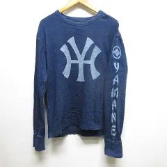 エヴィス EVISU hidehiko yamane 長袖 プリント Tシャツ カットソー 38 インディゴ ロンT ヒデヒコ ヤマネ ☆AA★のサムネイル