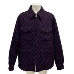 GUCCI(グッチ) ブルゾン サイズ50 M メンズ GGジャカード ウール メルトン シャツジャケット 638807 ZAC53 ダークネイビー×レッド ウールのサムネイル