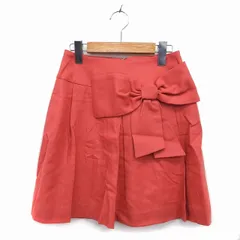 ボンメルスリー BON MERCERIE スカート フレア ミニ ウール タック リボン バックジップ 36 コーラルピンク /NT13のサムネイル