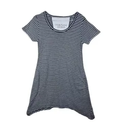 FACTORY ストライプ フレア ネック LINE ONE PIECE A LINE Tシャツ ロング丈 Mのサムネイル