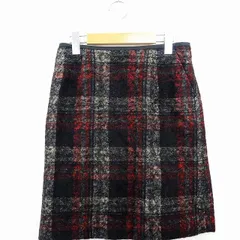 アルチザン ARTISAN スカート ボトムス 台形 総柄 ひざ丈 ウール アルパカ混 モヘヤ混 7 ブラック レッド 黒 赤 /MT9のサムネイル