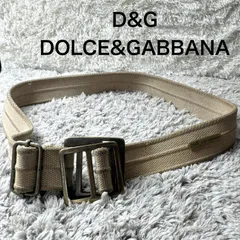 【D&G】ドルチェ＆ガッバーナ キャンバス ベルト ガチャベルト バックル ロゴプレート アンティークゴールド 金具 太幅 ベージュ Y2K ヴィンテージのサムネイル