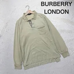 【日本製】バーバリーロンドン 長袖ポロシャツ L ベージュ ノバチェック 三陽商会 コットン100% メンズ BURBERRY LONDONのサムネイル