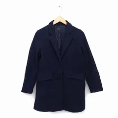 チャオパニック CIAOPANIC チェスター コート アウター ミドル ウール混 無地 F 紺 ネイビー /NT15のサムネイル