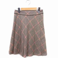 ザ スコッチ ハウス The Scotch House 千鳥柄 プリーツ スカート ひざ丈 ウール 36 ブラウン 茶 /FT12のサムネイル