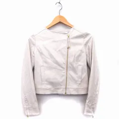 プロポーション ボディドレッシング PROPORTION BODY DRESSING ノーカラー ジャケット スエード調 クロップド丈 無地 花 柄 綿混 袖ジップ 2 クリーム /HT18のサムネイル