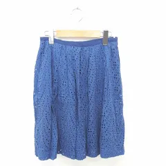 スピック＆スパン ノーブル Spick&Span Noble スカート フレア ひざ丈 刺繍 総柄 サイドジップ 薄手 38 紺 ネイビー /TT43のサムネイル