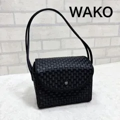 WAKO 和光 ハンドバッグ イントレチャート 編み込み 黒 フォーマル ロゴプレートのサムネイル