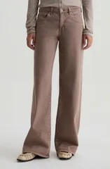エージー レディース ボトムス デニムパンツ ワイドレッグ ローライズ ジーンズ AG Adria Low Rise Relaxed Wide Leg Jeansulfur Taupe Grey グレのサムネイル