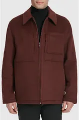 コールハーン メンズ アウター ジャケット・ブルゾン シャツ Cole Haan Felt Zip Front Shirt Jacket Wine ワインのサムネイル