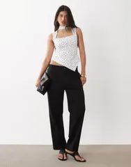 エイソス レディース トップス タンクトップ ドット柄 アシンメトリー ドット ASOS DESIGN slinky square neck asymmetric hem topolka dot poのサムネイル