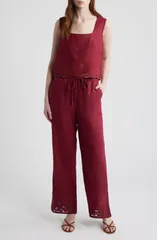 レイルズ レディース トップス シャツ ノースリーブ 刺繍 リネン Rails Akira Embroidered Sleeveless Linen Top Berry Hibiscus Embroiのサムネイル