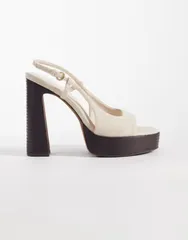エイソス レディース シューズ サンダル プラットフォーム ヒール ASOS DESIGNandi slingback platform higheeled sandals inatural Natuのサムネイル