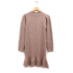 デイシー deicy ニット ワンピース 長袖 ひざ丈 ハイネック ヘムフリル ウール混 F ピンクベージュ /FT21のサムネイル