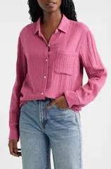 レイルズ レディース トップス シャツ コットン Rails Ellis Organicotton Gauze ButtonUp Shirt DARK ROSEのサムネイル