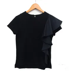 マーリエパーエフデ Maglie par ef-de フリル カットソー Tシャツ コットン 綿 ボートネック 半袖 9 黒 ブラック /NT34のサムネイル