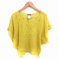 パドカレ pas de calais カットソー ブラウス 刺繡 ゆったり プルオーバー 半袖 38 イエロー /TTのサムネイル