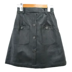 マリークワント MARY QUANT フェイクレザー スカート 台形 ミニ シンプル M ブラック 黒 /KT5のサムネイル