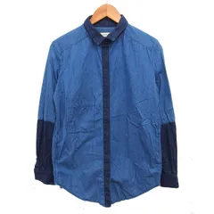 パンソー Pinceau ステンカラー デニム ロングシャツ ブラウス コットン 綿 長袖 38 青 ブルー /NT32のサムネイル