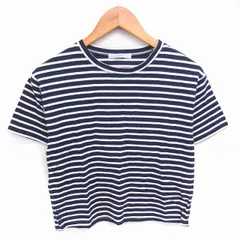 パーリッシィ PAR ICI カットソー Tシャツ ボーダー モックネック 綿 コットン 半袖 F ネイビー アイボリー /TTのサムネイル