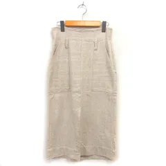 カレンテージ CURRENTAGE ナロー スカート マキシ リネン混 シルク混 スリット バックジップ M ベージュ /NT21のサムネイル