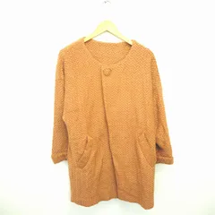 ドゥアルシーヴ DOUX ARCHIVES コート アウター ノーカラー ひざ丈 ニット ウール 長袖 M 茶 ブラウン /TT21のサムネイル