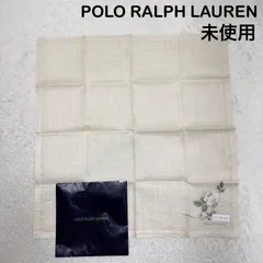 【未使用】RALPH LAUREN ラルフローレン ハンカチ 高級 麻100% リネン ローズ 薔薇 刺繍 ホワイト ベージュ 袋付きのサムネイル