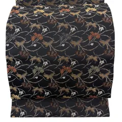【美品】 袋帯 逸品 菱屋善兵衛 落款 蝶 草花 金糸 黒 六通 正絹 【中古】のサムネイル