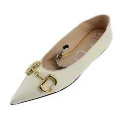GUCCI グッチ  パンプス 621161 レザー アイボリー ゴールド シルバー ホースビット 参考サイズ22.5cm チェーン フラットシューズ のサムネイル