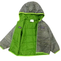 ◆patagonia パタゴニア リバーシブル パフボール ジャケット 中綿入り ボーダー 無地 90ｃｍ ベビー キッズ アウトドア 子供のサムネイル