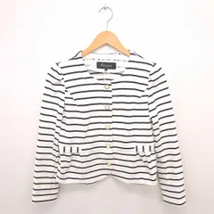 リッチミー Riccimie ジャケット アウター ノーカラー ボーダー レース 長袖 1 アイボリー ネイビー 白 紺 /TT11のサムネイル