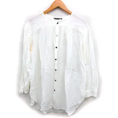 パドカレ pas de calais ノーカラー シアー シャツ ブラウス ギャザー ワイド ラウンドヘム 長袖 36 オフホワイト /NT3のサムネイル