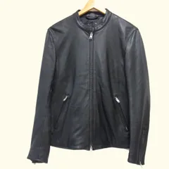 ☆tk.TAKEO KIKUCHI ラムレザー シングル ライダース ジャケット L ブラック 黒 羊革 本革 Wジップ ティーケー タケオキクチのサムネイル