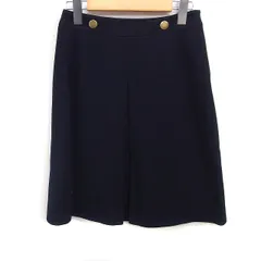 マッキントッシュフィロソフィー MACKINTOSH PHILOSOPHY 台形 スカートミニ ゴールドボタン タック 無地 アンゴラ混 ウール 36 ネイビー 紺 /FT10のサムネイル