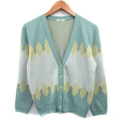 メルローズ MELROSE カーディガン 長袖 Vネック コットン グリーン 緑 /KT35のサムネイル