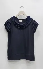 LANVIN ランバン ラッフルネック コットン ブラウス / レディース 38 (55 細身66) チャコールのサムネイル