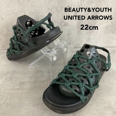 BEAUTY&YOUTH UNITED ARROWS ビューティーアンドユース ユナイテッドアローズ 22cm クロスバッグストラップサンダル メッシュ 編み込み ストラップ サンダル フラット 厚底 シューズ 靴 ブラック ★ ■◆