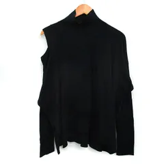 オールセインツ ALLSAINTS アシンメトリー ニット セーター 長袖 カットショルダー ハイネック 無地 コットン 綿 L ブラック 黒 /FT29のサムネイル