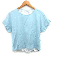 ルイシャンタン Lui Chantant 前後切替 カットソー Tシャツ 半袖 無地 フラワープリント 綿 麻 38 ライトブルー /FT49のサムネイル