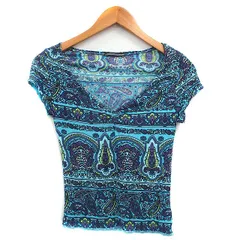 コンパ二アイタリアーナ COMPAGNIA ITALIANA カットソー Tシャツ 半袖 Vネック ペイズリー柄 S ライトブルー 水色 /KT34のサムネイル