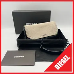 DIESEL（ディーゼル）チェーン ショルダーバッグ ウォレット キャンバス レザー ベージュ ブラック 黒 ステッチ メタルロゴ 箱付き 斜め掛け クロスボディ レディース メンズ ユニセックスのサムネイル