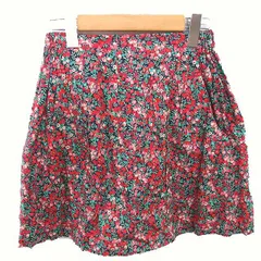 アナトリエ ANATELIER 台形スカート タック 花柄 ミニ 薄手 36 レッド グリーン 赤 緑 /TTのサムネイル