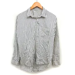 ギャバジンケーティー Gabardine K.T ストライプ ステンカラー シルク シャツ ブラウス バックロング スリット 透け感 長袖 9 ベージュ /NT10のサムネイル