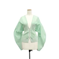 2025SS Mame Kurogouchi マメクロゴウチ Sheer Rounded Sleeve Knitted Cardigan シアー カーディガン グリーン 2 MM25SS-KN066のサムネイル