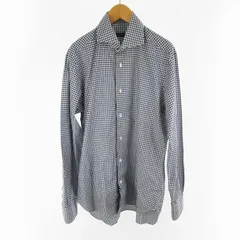 バルバ BARBA 40 15 3/4 シャツ 長袖 CULTO ホリゾンタルカラー ギンガムチェック ネイビー ホワイト 紺 白 コロネット株式会社のサムネイル