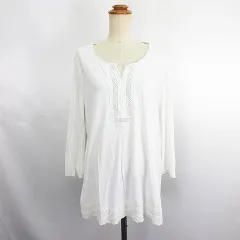 ローレンラルフローレン LAUREN RALPH LAUREN チュニック ワンピース 九分袖 キーネック レース コットン L ホワイト ※EKMのサムネイル